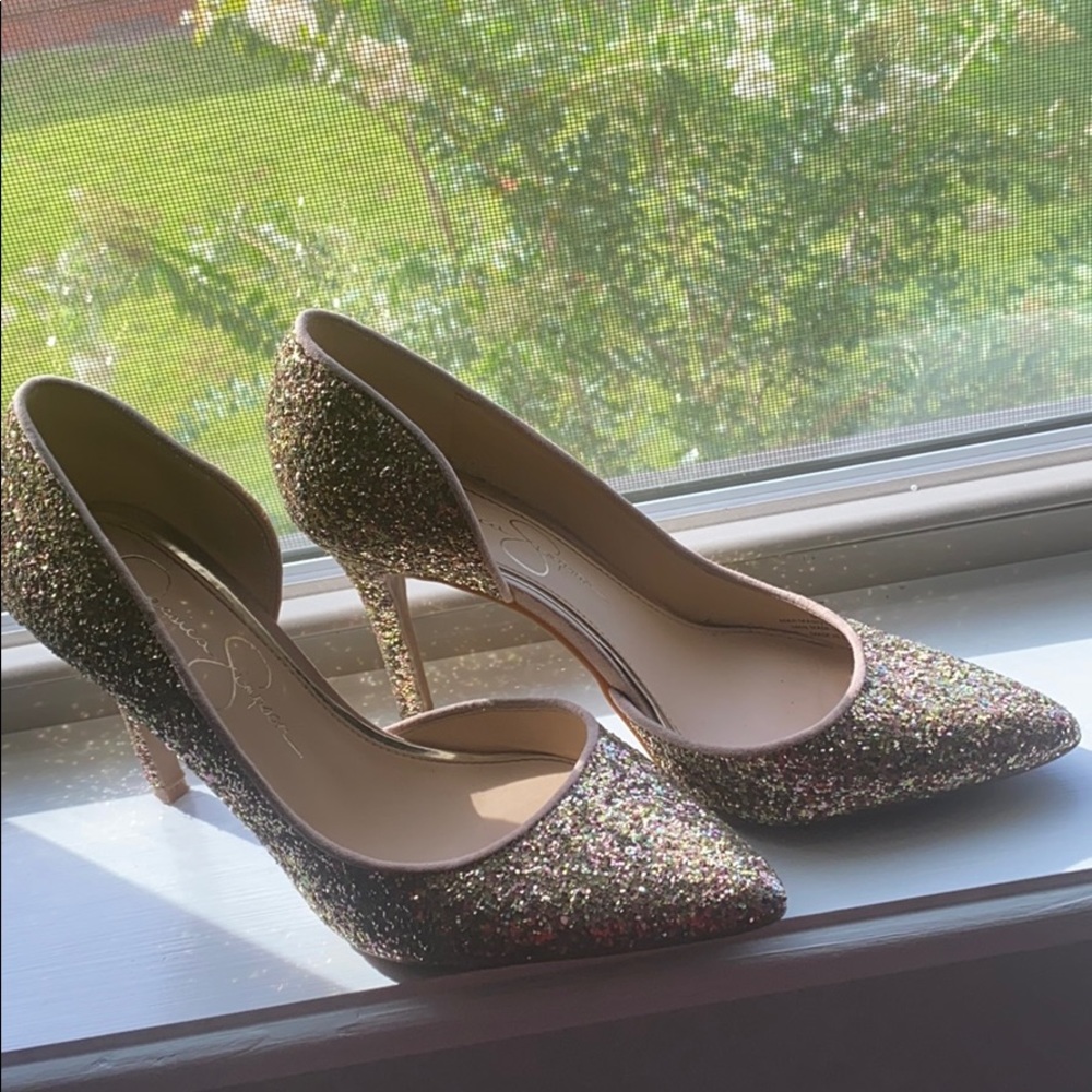Gold/pink sparkle shoes